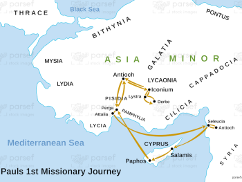 Acts Paul’s First Missionary Journey Map image