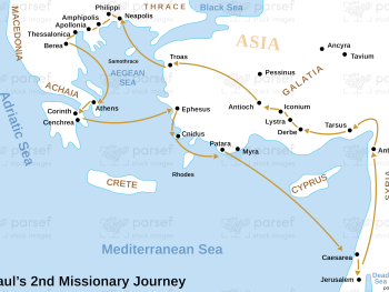 Paul’s 2nd Missionary Journey Map image